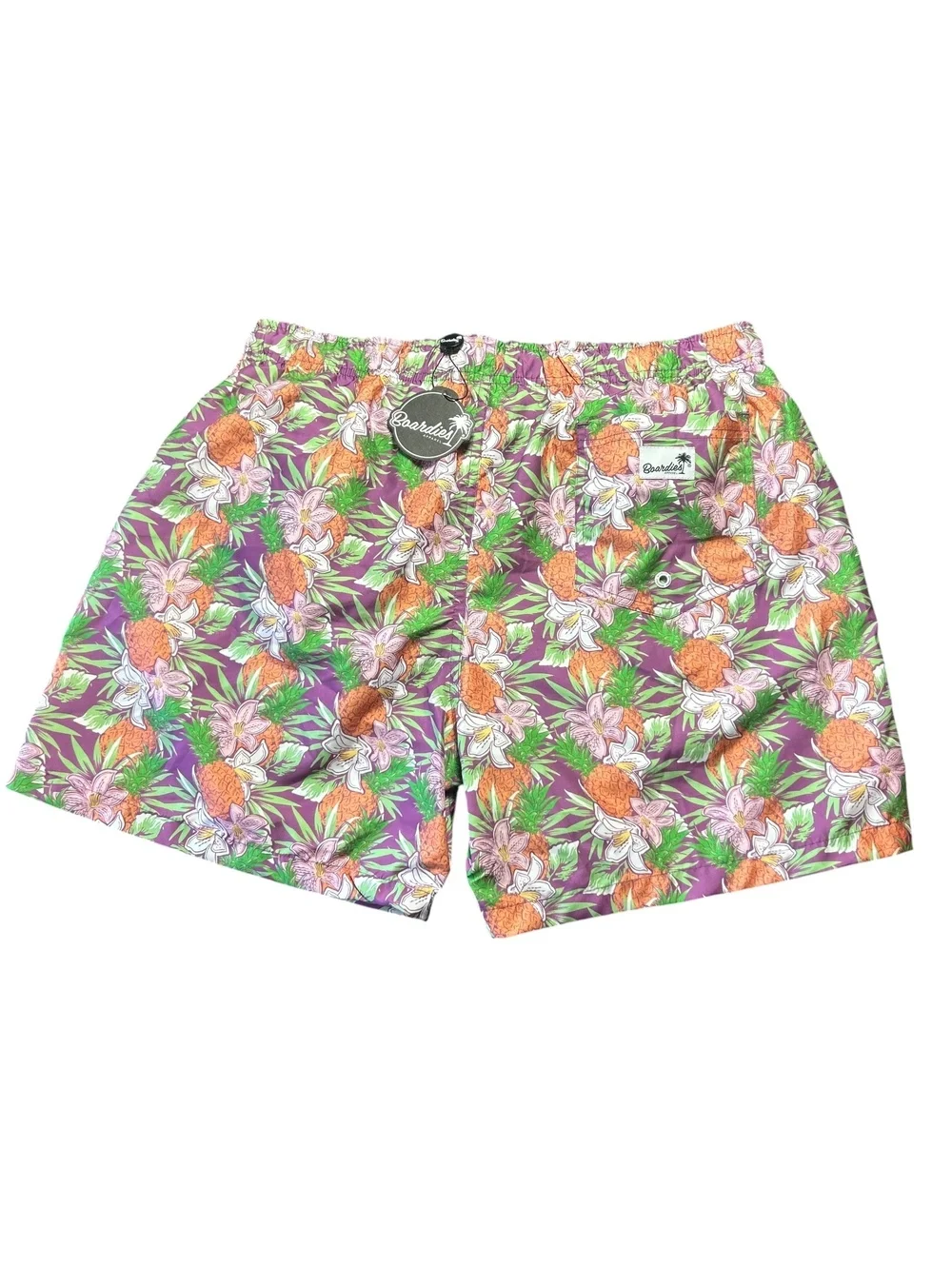 BOARDIES men’s mesh lined swim beach shorts trunks tropical pattern size L NWT